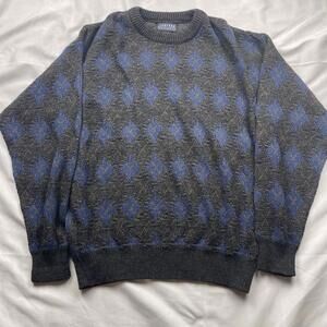 Jantzen Classics Sweater Mens Large Brown 100% Acrylic Long Sleeve Geometric 90s